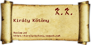 Király Kötöny névjegykártya